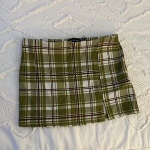 PrettyLittleThing Olive Green Plaid Mini Skirt